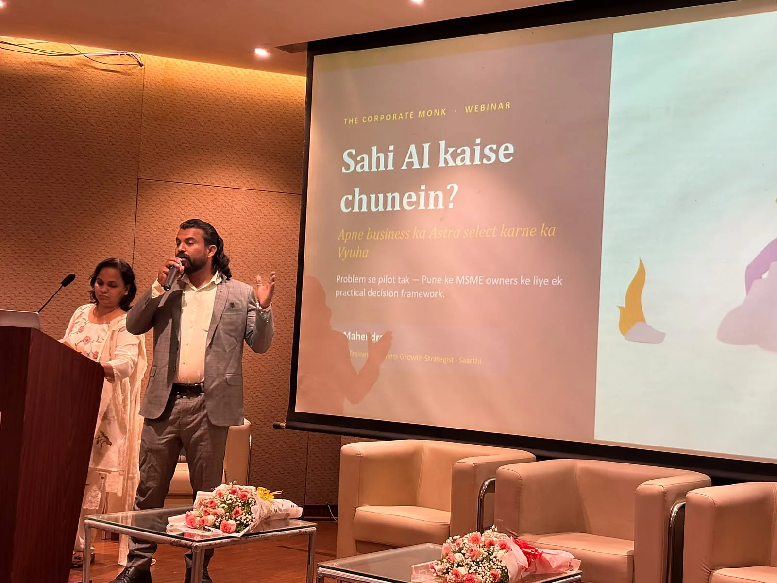 M. Mahendraa on stage at GrowthConnect